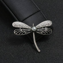 Hesiod Dragonfly Simulated-pearl Rhinestone Brooch Wedding Dress Lapel Matte Brooches for Women Wedding Jewelry 2024 - buy cheap