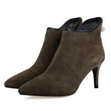 Botas femininas de salto cônico, plus size, 9, 10, 11, 12, calçado de tornozelo para mulheres, zíper lateral, salto cônico 2024 - compre barato