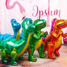 Balões metalizados para festas infantis, 1 peça grande 4d, dinossauro, jurassic world, animais, aniversário, meninos, crianças 2024 - compre barato