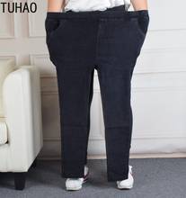 TUHAO Large Size 6XL 5XL 4XL 3XL Mother Mom Pants Trousers 2021 Spring and Autumn High-waist Stretch Jeans Female Pant WM55 2024 - buy cheap