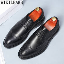Oxford Brogues Men Dressing Shoes Wedding Shoes For Men 2022 Black Mens Office Shoes Leather Scarpe Uomo Eleganti Sapato Social 2024 - buy cheap
