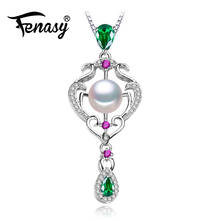 FENASY Natural Freshwater Pearl Dainty Necklaces For Women Fashion Silver Color Bohemian Colorful Flower Pendant 2024 - buy cheap