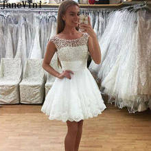 Janiini vestido branco com pérolas e renda, vestido curto formal feminino acima do joelho, vestido de festa 2020 2024 - compre barato