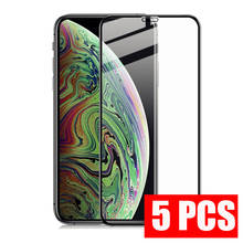 Película de vidro temperado para iphone, cobertura completa, 5 unidades, iphone 12, mini, x, xs, xr, 6, 6s, 7, 8 plus, se 2020, protetor de tela, 11 pro max