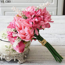 Yo cho flores artificiais pequenas de seda, peônia artificial para casamento casa buquê falso de flores artesanais, decoração de festa 2024 - compre barato