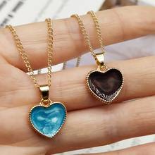 Korean Fashion Necklace Blue White Color Love Heart Shape Women Necklace Gift For Friend Make Wish Neck Jewelry Wholesale 2024 - buy cheap