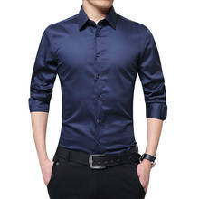 Camisas de manga larga ajustadas para hombre, camisas formales de negocios sólidas para otoño, ropa sólida de alta calidad, camisas de negocios 2024 - compra barato