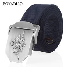Bokadiao-cinto de lona para homens e mulheres, luxuoso, 3d, fivela de metal, militar, fivela 2024 - compre barato
