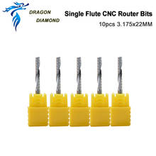 10pcs Single Flute Spiral Cutter Bits CNC Router 3.175 x 22mm Carbide End Mill Cutter Bits 1/8 '' 2024 - buy cheap