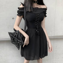 Elegant Party Off Shoulder Mini Dress Women Black Mesh Chiffon Bandage Slim Dress Gothic Streetwear Fashion Sexy Dress 2024 - buy cheap