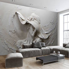 Custom Wallpaper 3D Stereoscopic Embossed Gray Beauty Oil Painting Modern Abstract Art Wall Mural Living Room Bedroom Wallpaper 2024 - buy cheap