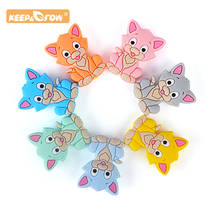 Keep&Grow 10pcs Cat Teether Silicone beads Rodent DIY Baby Kitten Animal Cartoon Chewing Pacifier Chain Jewelry Toy Accessories 2024 - buy cheap