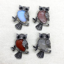 Charm and Exquisite Natural Stone Pendant Owl-shaped Crystal Rainbow Stone Pendant DIY Jewelry Making Bracelet Necklace  35x46mm 2024 - buy cheap