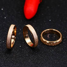 Винтажное 4 мм матовое титановое стальное кольцо серебро/розовое золото обручальные кольца ювелирные изделия для женщин 2024 - купить недорого