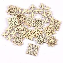 20pcs DIY Natural Wooden Chip Cube Lace pattern Hanging Ornaments Pendant Kids Gifts Scrapbooking Craft 30mm 2024 - buy cheap