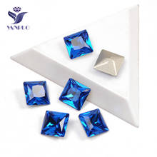 YANRUO 4447 принцесса квадрат Chaton Капри Синие стразы ювелирные изделия камни для рукоделия пришить на страз заостренные камни 2024 - купить недорого