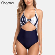 Charmo-bañador Monokini para mujer, traje de baño Sexy con estampado de colores, cuello en V, ropa de playa 2024 - compra barato