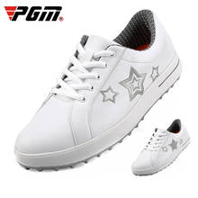 Sapatos de golf para mulheres pgm, tênis leve à prova d'água, respiráveis, para treinamento, esportivo, pequeno e branco 2024 - compre barato