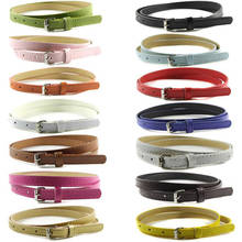 Women Faux Leather Belts Thin Skinny Waistband Adjustable Belt Candy Color 2024 - buy cheap