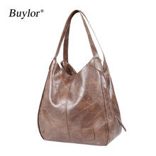 Buylor Women's Handbags Vintage Luxury Leather Shoulder Bag Designers Large Bag Modern Fashion Brand Female 2024 - купить недорого