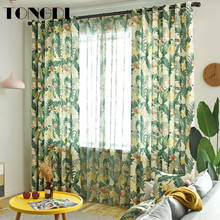 TONGDI-cortina opaca Pastorl con hojas florales, decoración elegante y gruesa de lujo para el hogar, sala de estar y dormitorio 2024 - compra barato
