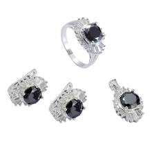Eulonvan Charms luxury Wedding jewelry sets womens dropshipping 925 sterling silver dropshipping Black Cubic Zirconia S-3716set 2024 - buy cheap