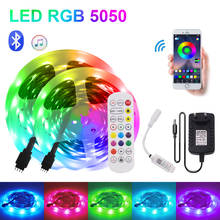 Цветная (RGB) Светодиодные ленты светильник 12V Водонепроницаемый лента диод SMD 5050 30 светодиодов/m светодиодный светильник полосы гибкая лента 5 м 10 м 15 м Bluetooth APP Управление 2024 - купить недорого