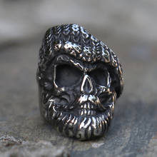 Gothic Fashion Retro Rock Beard Skull Ring For Men Punk Hip Hop Street Stainless Steel Biker Skull Ring Jewelry Gift Wholesale 2024 - buy cheap