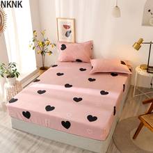 3 pcs Bedding Linens King Size Heart-shaped Pattern Fitted Sheet Set For Double Bed sabanas Mattress Cover With Elastic 2024 - buy cheap