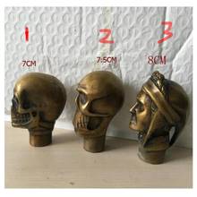 Zhao Asian Chinese Old Bronze Handmade Carved Skull Statue Walking Stick Head 3 styles to choose H:7CM,7.5CM,8CM 2024 - buy cheap
