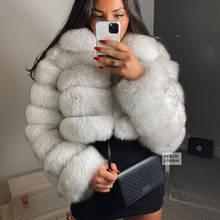 Maomaokong Natural real fox fur jacket ladies winter zipper fur coat vest fashion leather jacket round neck 2024 - buy cheap