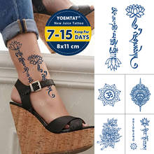 Adesivo de tatuagem temporário à prova d'água, adesivo suco de longa duração com totem de lótus, tatuagens flash de personagem, arte corporal indiana feminina 2024 - compre barato