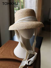 Sombrero de paja de rafia Natural para mujer, sombrero de paja de rafia Natural plegable, de ala corta, estilo Derby, cinta blanca y negra, elegante, 2021 2024 - compra barato