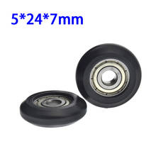 2020 profile 5*24*7mm Black European standard aluminum profile Nylon V-slot pulley roller wheel 625 plastic wheels 2024 - buy cheap