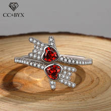 CC Trendy Rings For Women 925 Rock Red Heart Gesture Cubic Zirconia I LOVE YOU Ring Bridal Wedding Jewelry Anel CC1594 2024 - buy cheap