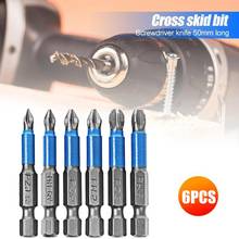 6 Pcs Non-slip Screwdriver Bit Set Electric Impact 50mm PH1/PH2/PH3/PZ1/PZ2/PZ3 Hex Shank Magnetic Screwdriver Drill Bit
