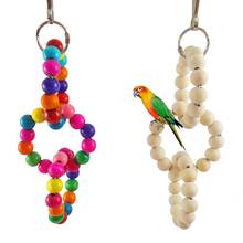 AsyPets Wooden Beads Pet Bird parrot Toys Colorful Circular Swinging Ring Bird Exercise Swing Tools 2024 - buy cheap