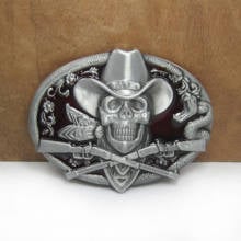 BuckleClub heavy retro RED enameled skull jeans gift belt buckle FP-02671-2 PEWTER FINISH for men 4cm width loop drop shipping 2024 - buy cheap