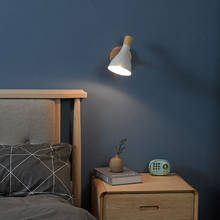 Criativo de madeira simples led e27 lâmpada parede leitura quarto iluminação cabeceira estudo casa melhoria macaron cor luz parede 2024 - compre barato