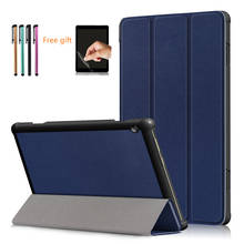 Capa flip para lenovo tab m10 TB-X605F TB-X605L 2019 tb-x505f 10.1 "couro do plutônio tri-fold magro suporte inteligente tablet caso + presente 2024 - compre barato