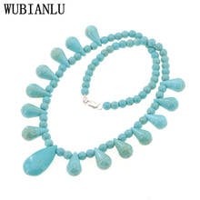 WUBIANLU 20 Style Natural Stone Blue Turquoises Beads Short Necklaces Semi Precious Stone Women New Fashion Jewelry T236 2024 - buy cheap