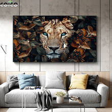 Настенная картина с тигром, леопардом, цветами, львом, домашний декор, искусство на холсте, картина с дикими животными, нордическая Современная комната, Декоративные плакаты 2024 - купить недорого