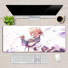 Mousepad de borracha violeta everjardim, 90x40cm, macio, anime, gamer, notebook, travamento edge, grande, antiderrapante, otaku, computador 2024 - compre barato