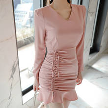 new arrival comfortable work style solid trumpet dress high quality slim office lady vintage elegant sexy mini mermaid dress 2024 - buy cheap