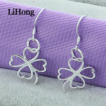 New 925 Silver Earrings Fashion Cute Four Leaf Clover Earrings 925 Sterling Silver Earrings For Women Charm Jewelry Gifts 2024 - buy cheap