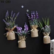 Ímã de geladeira decorativo de plantas artificiais, flores falsas para decoração de casa, sacos de bonsai pequeno em vasos, plantas de decoração verde 2024 - compre barato