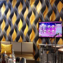 Moderno 3d onda tira papel de parede rolo para paredes personalizado reflexivo ktv sala sofá fundo paredes pintado 2024 - compre barato