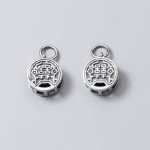 925 Sterling Silver Round Cake Shape Chinese Classic Happiness Charms Vintage Decoration Silver Pendants DIY Fine Jewelry Making 2024 - buy cheap