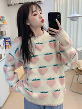 Autumn Vintage Ladies Sweater Thick Pullover Winter Warm Knitting Jumper Soft Long Sleeve Sweater Lovely Strawberry Japanese Top 2024 - buy cheap