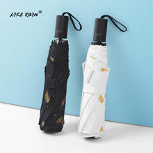 LIKE RAIN Mulheres Guarda-chuva Dobrável Moda Feminina Impressão Pena Criativo Parasol Sol E Chuva À Prova de Vento Crianças Chuvas UBY04 2024 - compre barato